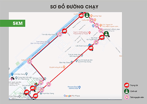 Sơ đồ đường chạy của giải “Mekong Delta Marathon” Hậu Giang 2020